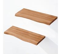 LAMO Manufaktur Estante de Pared de Madera de 2 Piezas con Montaje Invisible 2X 40cm | Estante de Pared de Madera auténtica 100% | Set estantes de Pared 2 Borde oflis Color: Oscuro