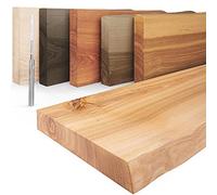 LAMO Manufaktur Estantería Flotante Pared de Madera con fijación Invisible | Estantería Larga 150 cm para salón, Oficina | Color: Natural Borde: Natural | Madera Maciza, diseño Moderno