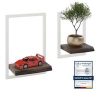 LAMO Manufaktur Estanterias de Pared Set 2ud. 15/20cm | Estanterías de Madera para Tazas, Cuadros, estanterias Colgantes | Color: ébano, Marco: Marfil