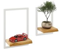 LAMO Manufaktur Estanterias de Pared Set 2ud. 15/20cm | Estanterías de Madera para Tazas, Cuadros, estanterias Colgantes | Color: rústico, Marco: Marfil