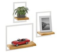 LAMO Manufaktur Estanterias de Pared Set 3ud. 15/20/35cm | Estante Cocina, baldas baño, estanterias de Pared habitacion | Color: rústico, Marco: Marfil