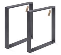 LAMO Manufaktur Patas para Mesa Comedor, Patas de Acero para Escritorio, Simple Medium, Perfil 60x30 mm, Pata para Mesa, 50x72 cm (Ancho x Alto), Color Gris, 2 Piezas, LTS-01-D-CC-7016