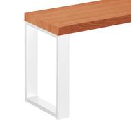 LAMO Manufaktur Taburete de Madera para Comedor 30x160x47 cm (Ancho x Largo x Alto), Patas para Muebles Modelo Simple Blanco/Asiento Oscuro, LSB-01-A-004-160-9016S