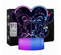 Lampada Stitch Doble Pantalla a Color: 32 Colores Luz Nocturna LED 3D con Control Remoto y Smart Touch, Decoración Habitación Niños, Regalo Cumpleaños Navidad Niña Niño, Regalo y Merchandising Stitch
