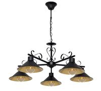 Lampara azalea 5xe27 negro/oro regx74x74 cm
