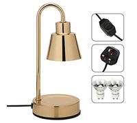 Lámpara Calentadora de Velas, Lámpara Calentadora de Cera Eléctrica Calentador de Velas Clásico con Calor Y Altura Ajustable, Luz de Aromaterapia para Derretir Velas con 2 Bombillas para(Oro 110V)