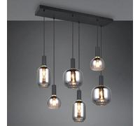 Trio Leuchten Colgante DIVA 319800632, Metal negro mate, Cristal cromado vaporizado, excl. 6x E27