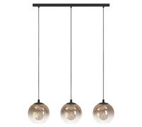 Eglo Ariscani 1 Lámpara colgante de 3 focos, para mesa de comedor, metal negro y cristal en cobre, casquillo E27, diámetro de 76,5 cm
