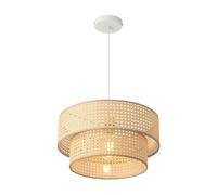 Lámpara colgante ascot dobe pantalla 1xe27 ø40cm - ratán / blanco [lux.pro]
