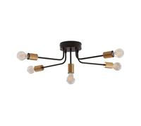 Lámpara colgante benfleet 5 luces e27 altura 21 cm - negro / latón lux.pro