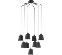 Lámpara colgante BERNABETTA - 9 luces, tela, y dorado, casquillo E27, diseño moderno para salón y comedor, lámpara de techo decorativa, fabricación en metal de alta calidad