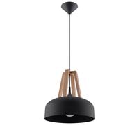Sollux Lighting Casco lámpara colgante 1x60 W negro-madera SL.0390