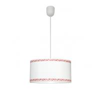 Lámpara colgante cenefa fabrilamp en blanco y rosa con 1xe27, altura