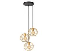 Lucide Lámpara colgante Danza, 3 luces, redondo, oro