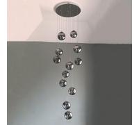 Lámpara Colgante contemporánea de Cristal Gris Ahumado - Lámpara de Escalera Larga de 3 Bombillas para techos Altos Diseño Moderno Iluminación Elegante Ideal para la decoración del hogar