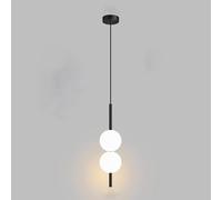 Lámpara colgante de bola de cristal Simple nórdica, lámpara colgante de línea larga for dormitorio interior, lámpara colgante de techo LED moderna ( Color : Black-1 head 2 ball , Size : Warm White )