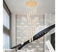 Lámpara colgante de cristal de 16 luces regulable con mando a distancia, gran lámpara colgante de cobre oro titanio para techos altos, escaleras, vestíbulo y entrada