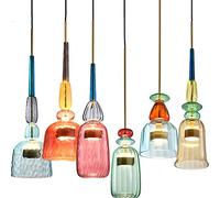 Lámpara Colgante de Cristal de Color Duradero de una Sola Cabeza nórdica Retro Personalidad Simple lámpara Colgante Bar Restaurante cafetería Tienda Comedor luz cálida lámpara LED Cobre Sala de Estar