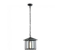 wonderlamp - Lámpara colgante exterior Avenida, 1xE27, Máx. 60 W, IP 23, Lámpara Vintage, forma de Farol con cristal, Negro