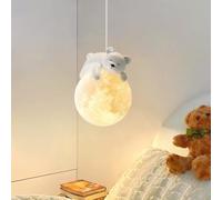 Lámpara Colgante de Luna 3D Con Oso Durmiente - Lámpara de Techo Creativa y Decorativa Para Dormitorio y Habitación de Niños