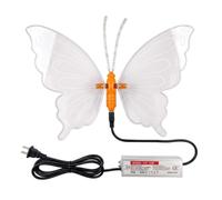 Lámpara colgante de mariposa blanca grande con alas translúcidas y cable de | Alas anchas pálidas rodean un cuerpo central naranja con antenas, cableado adjunto y una caja de control visible separada