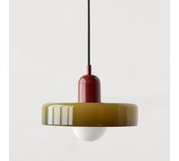 Lámpara colgante de mediados de siglo Lámpara colgante de techo colorida con pantalla de vidrio Iluminación colgante vintage Lámparas colgantes de hierro y vidrio para dormitorio, sala de es