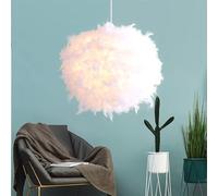 Lámpara colgante de plumas blancas esféricas de 45CM/17,8 pulgadas, lámpara de techo con pantalla de plumas, lámpara de techo, lámpara de plumas para sala de estar, dormitorio, comedor
