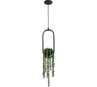 Lámpara colgante de suspensión negra con plantas verdes de simulación Lámpara de techo colgante ajustable Montaje empotrado para cocina, comedor Made in China
