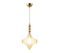 Lámpara Colgante de Vidrio Moderna Dorada, Lámpara de Techo E14 con Pantalla de Vidrio Transparente, Suspensión Regulable con Cable Textil Ajustable de 200cm para Cocina Comedor Dormitorio (Dorado)