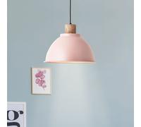 Lámpara colgante decorativa Erena de BRILLIANT en rosa claro. Regulable con la bombilla adecuada. Diámetro: 38 cm. Altura: 120 cm. 1 x E27, máximo 60 vatios. Material: metal/madera