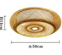 Lámpara colgante, diseño en bambú y madera, compatible con tecnología LED, plafón de 50 cm, sin bombilla incluida