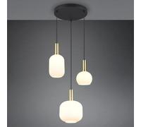 Trio-Leuchten Colgante DIVA 319830308 3 luces latón/negro mate cristal blanco excl. 3×E27