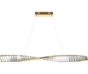 Lámpara colgante dorada con detalles de cristal, diseño de barra horizontal, 100 cm, Krone LED, 27W, Maytoni