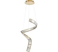 Lámpara colgante dorada con detalles de cristal, diseño en espiral, diámetro de 45 cm, modelo Krone LED, 48W, marca Maytoni