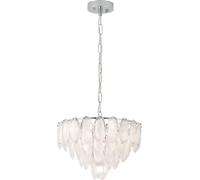 Lámpara colgante EGLO Carvario, ideal para mesas de comedor, lámpara de techo colgante, candelabro de acero cromado, con cristal transparente y satinado, casquillo E14, diámetro de 48,5 cm