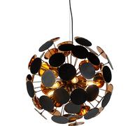 Lámpara colgante elegante, pantalla negra mate/dorada, diámetro 54 cm, casquillo E14 - Lámpara para salón