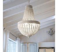 Lámpara colgante estilo "Shabby Chic" y "Provenzal", diseño Monet, madera blanca, 5 bombillas E14