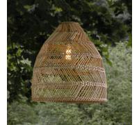 Lámpara colgante exterior PR Home Maja, ratán, Ø 53 cm, enchufe, IP44