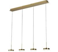 Lámpara colgante Fabas Luce Dunk de 4 luces, con tecnología LED regulable de 32W y diseño lineal en latón satinado
