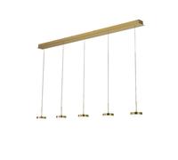 Lámpara Colgante Fabas Luce Dunk De 5 Luces - Led Regulable De 40 W - Latón Satinado Diseño Lineal