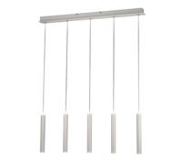 Lámpara Colgante Fabas Luce Prado De 5 Luces - Led Regulable De 33 W - Diseño Lineal Blanco Mate