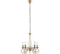 Lámpara colgante Globo Lighting, con estructura de metal con acabado en latón envejecido, cable de PVC , diámetro: 400 mm, altura: 1300 mm, excluye 5 bombillas E14 de 40W y 230V