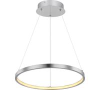 Lámpara colgante Globo Lighting, estructura de metal níquel mate, pantalla de plástico opal, altura ajustable, diámetro: 385 mm, altura: 1200 mm, incluye LED de 19W, 230V, 2600 lúmenes (salida), 1000