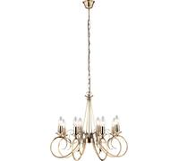 Lámpara colgante Globo Lighting, metal con acabado en latón envejecido, 8 bombillas E14