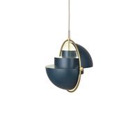 Lámpara colgante Gubi Lite, Ø 36 cm, latón/azul oscuro