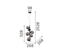 Lámpara colgante IDEAL LUX Perlage, latón/blanco, altura 52 cm, 6 luces