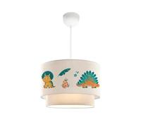 Lámpara colgante infantil lurgan 1xe27 20 w motivo de dinosaurio plástico tela 70xø30 cm multicolor [lux.pro]