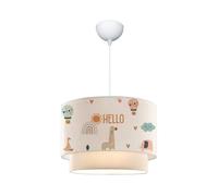 Lámpara colgante infantil lurgan 1xe27 20 w motivo de jirafa plástico tela 70xø30 cm blanco [lux.pro]