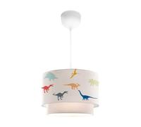 Lámpara colgante infantil lurgan 1xe27 motivo de dinosaurios coloridos 70xø30 cm - blanco [lux.pro]
