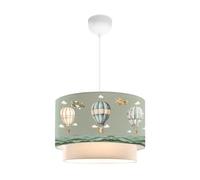 Lámpara colgante infantil lurgan 1xe27 motivo de globo aerostático 70xø30 cm - verde [lux.pro]
